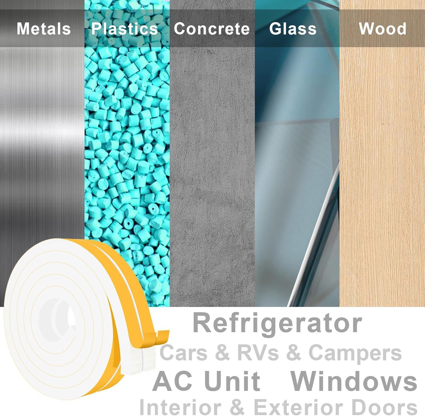 Strong Adhesive Weather Stripping for Doors and Windows, High Density Door Seal, SoundProof Weatherproof Foam Insulation Tape, Windproof, Anti-Scratch Weatherstrip (3/4 in x 1/2 in x 13Ft)