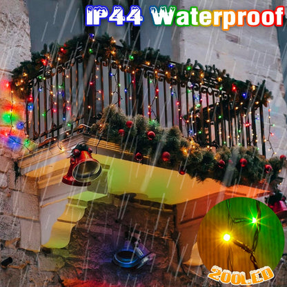 PEIDUO Christmas Lights with Music, Infrared Motion Sensor Controller with 6 Modes, Waterproof for Xmas Outdoor Garden Party Decor, Plug in, Multicolor Lights