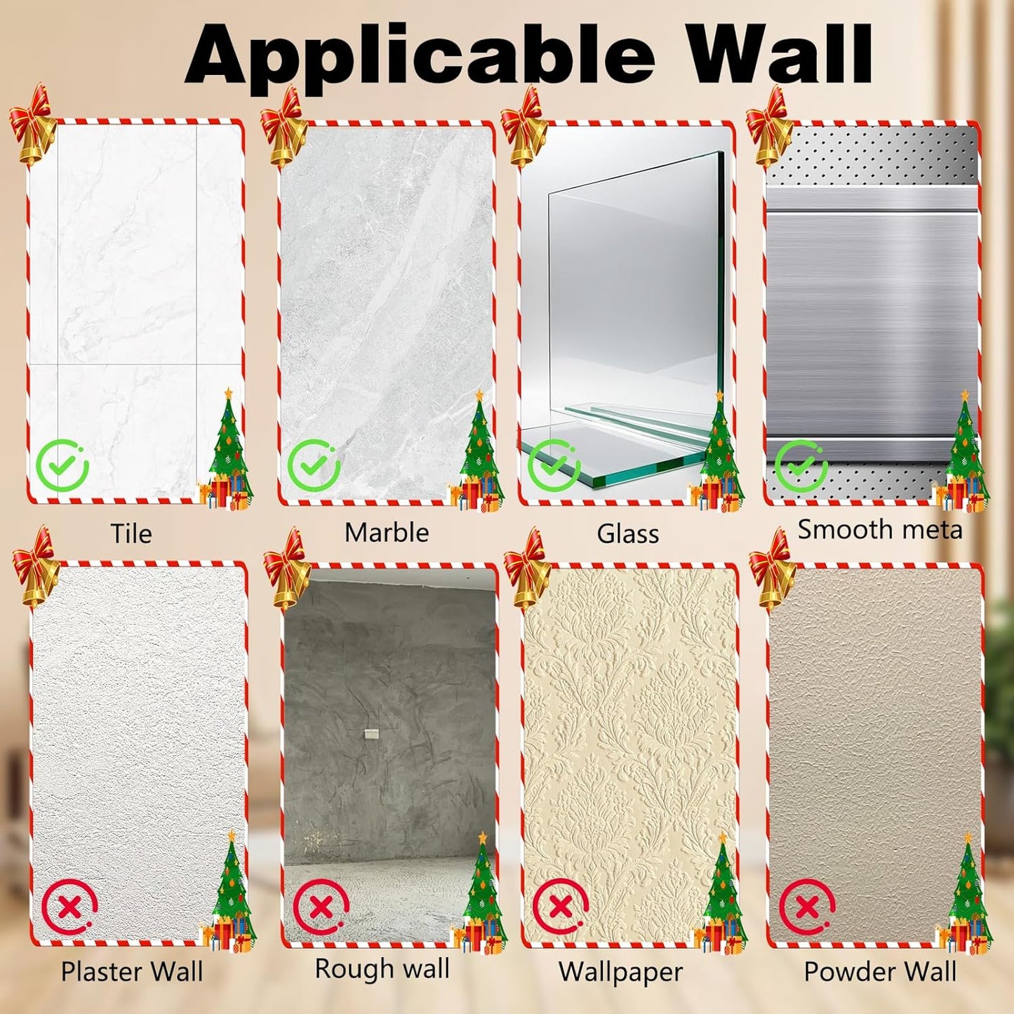 Suction Cup Hooks for Wreaths on Glass, No-Drill Suction Cup Hooks, Wreath Hangers for Front Doors, Metal Towel Hooks for Showers Bathrooms Mirrors (2Pcs Black)