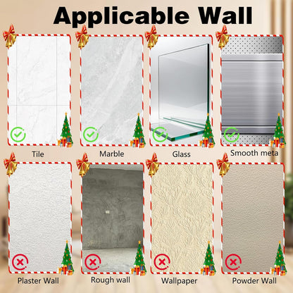 Suction Cup Hooks for Wreaths on Glass, No-Drill Suction Cup Hooks, Wreath Hangers for Front Doors, Metal Towel Hooks for Showers Bathrooms Mirrors (2Pcs Black)