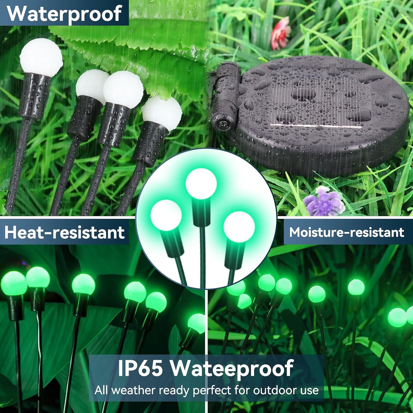 Solar Garden Lights Outdoor Waterproof, 4 Pack 32 LED Swaying Light Firefly Light Outdoor Decor Lights for Garden Gifts for Pathway Party Christmas Decoration, Green