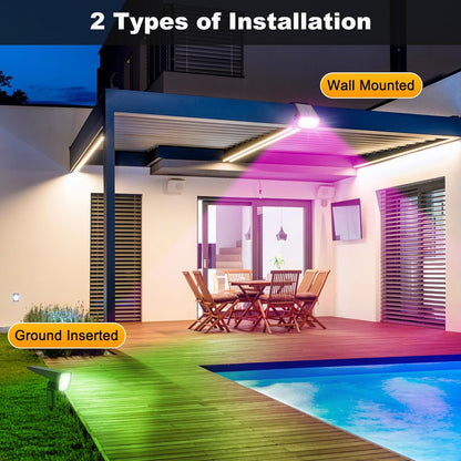 Fabrito Solar Color Changing Lights Outdoor, 9 Color Modes Landscape Spotlights, Dusk to Dawn Solar Powered Spot for Outside, Solar Garden Lights for Yard, Pathway, Tree 10 Pack (Multicolor)