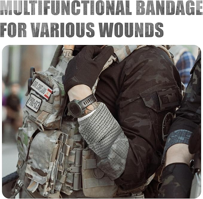 Israeli Style Emergency Bandage - 6 Inch, Sterile Vacuum Sealed - Combat Tactical First Aid Kit IFAK Supplies - Compression Trauma Wound Dressing, 6 Count