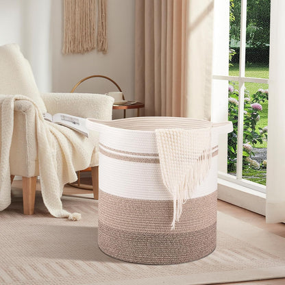 OIAHOMY 115L Laundry Baskets Hamper with Handles, Decorative Basket for Living room, Woven Storage Basket for Toys Bin,Pillows, Blankets, Clothes-20x22.5in-Gradient Yellow