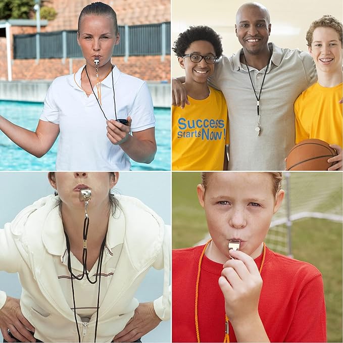 SANNIX 7 Pack Whistles, Coaches Whistles with Lanyard Sports Whistle Loud Crisp Sound Whistles for Referees Training Gyms Emergency