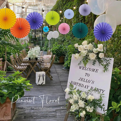 White Party Decorations,Wedding Decorations for Party Events Accessories,White Birthday Decor,Anniversary Decorations,Birthday Decorations for Men 16in Hanging Paper Fans 30 Color DIY Set(White)