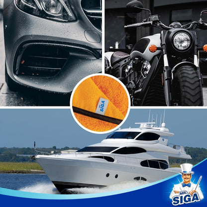 MR.SIGA Professional Premium Microfiber Towels for Cars, Dual-Sided Car Washing and Detailing Towels, Gold, 15.7 x 23.6 inch, 12 Pack