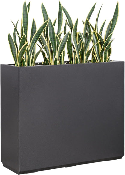 Metallic Heavy Planter for Outdoor Plants, 38Lx10Wx30H Inches Tall and Long Metal Divider Planter Box for Outside & Indoor, No Assembly Required (Gray)