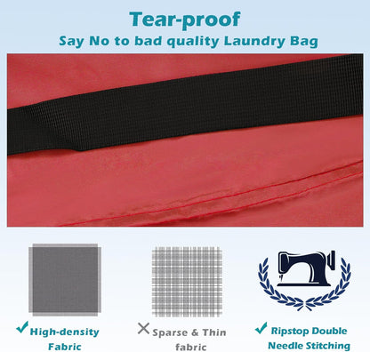 Heavy Duty Laundry Bag 2 Pack XL Nylon Laundry Bags with Straps, Washable Large Dirty Clothes Organizer with Drawstring Closure, Travel Washing Bag Fit a Laundry Hamper or Basket