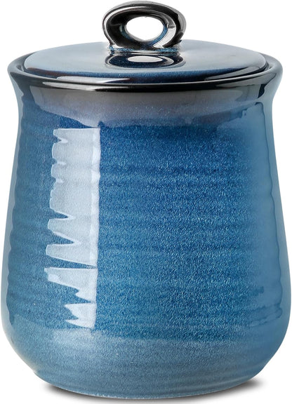 Hasense Ceramic Canister with Airtight Lid for Kitchen Counter, 88 Ounce Large Ceramic Food Storage Jar with Seal Ring for Serving Flour, Grain, Cereal, Pasta, Coffee, Sugar, Tea and Spice, Navy