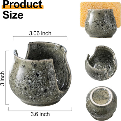 Ceramic Sponge Holder, Kitchen Sponge Holder Sink Caddy Organizer Dish Rack for Kitchen Sink Suction, Bathroom, Brush, Special Gray