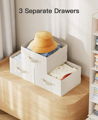 Pipishell Hanging Closet Organizer 6-Shelf, Hanging Shelves for Closet with 3 Removable Drawers & Side Pockets, Hanging Shelf Organizer for Bedroom or Garment Rack, 12'' x 12'' x 43.3'', White