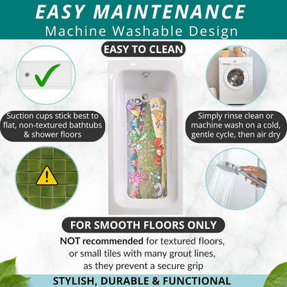 ENKOSI Bath Mat - Large Non Slip Bathtub & Shower Mat - Extra Long 40 x 16 Inch Bathroom Mats for Tub Nonslip Anti Slip Bathmats (Ocean Friends), 1 Pack