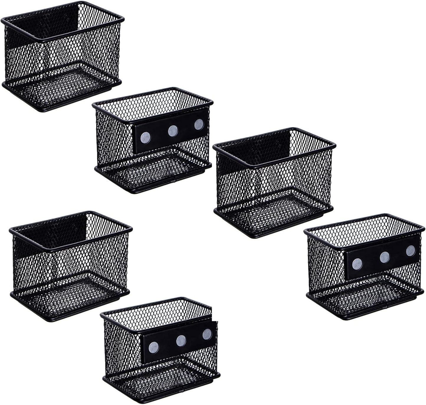 dedoot 6 Pack Magnetic Pen Holder, 3.45x2.3x2.6inch Magnetic Basket Locker Organizer Metal Mesh Pencil Memo Holder for Whiteboard, Fridge, Desk, Offices