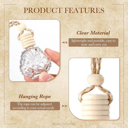 BBTO 50 Pcs Hanging Car Air Freshener Car Diffuser Bottles Empty Glass Perfume Bottle Freshener Diffuser Bottle Pendant for Essential Oil Fragrance Aromatherapy Bottle Ornament(Shell)