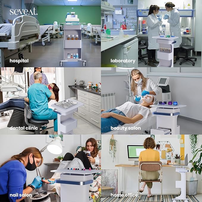 Professional Medical Cart with Wheels and Drawers, 3 Tier Rolling Utility Cart, 198 lbs Capacity, Portable Medical Trolley for Home, Spa, Hospital, Office, Clinic (Pure White)