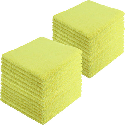 Microfiber Cleaning Cloths,24 Pack, 16"x16", All-Purpose, Softer, Highly Absorbent, Lint-Free, Reusable, Washable Pro Towels, Yellow, for House, Kitchen, Bathroom, Car, Office