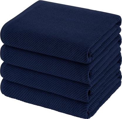 VOOVA & MOVAS Bath Towels, Large 30" x 56" - 100% Cotton | Quick Dry | Light Weight | Thick | Soft | Absorbent, 4PC Luxury Shower Towel Set for Bathroom, Towel Gift Set, Navy Blue