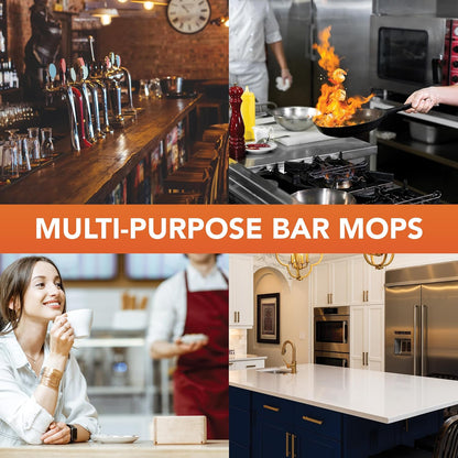 Arkwright Qwick Wick Bar Mop Towels Bulk - (Case of 60) 100% Cotton Quick Dry Dishcloths, Super Absorbent Multipurpose Cleaning Rags for Restaurants, Kitchen, Bathroom, Hotel, 16 x 19 in, Blue Stripe