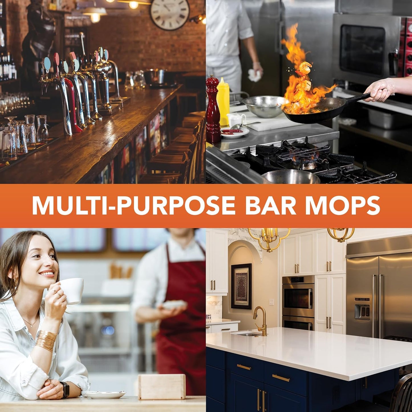 Arkwright Qwick Wick Bar Mop Towels Bulk - (Pallet of 4200) 100% Cotton Quick Dry, Super Absorbent Multipurpose Cleaning Rags for Restaurants, Kitchen, Bathroom, Hotel, 16 x 19 in, Gold Stripe