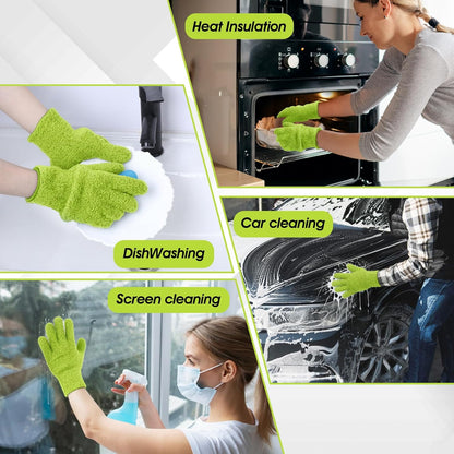 Plant Dusting Gloves, Microfiber Dusters for Cleaning Kitchen Indoor Mitt for House Use Desk Window Blind Screen Wash