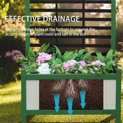 Wood Planter with Trellis Raised Garden Bed for Climbing Plants Elevated Wooden Planter Box,Outdoor Gardening Planting Bed to Grow Vegetables Climbing Plants Herbs Flowers(Green)