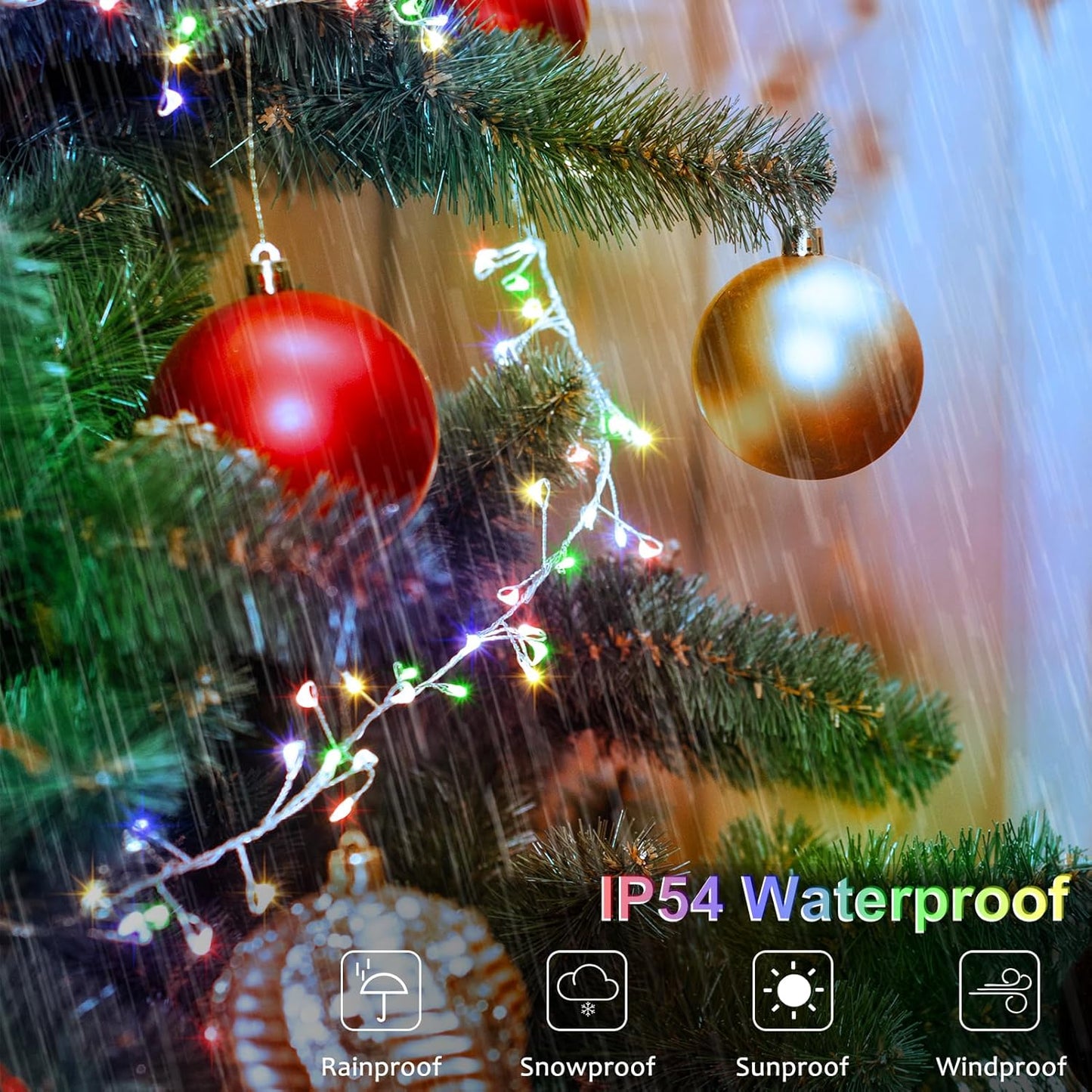 2 Pack Cluster Fairy Lights Battery Operated, Total 20Ft 400LED Christmas String Lights with Timer 8 Modes Twinkle Firecracker Fairy Lights for Garlands Tree Wedding Outdoor Decor (Multicolor)