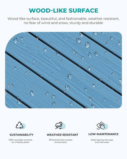 SERWALL Rectangle Outdoor Coffee Table, HDPE Patio Coffee Table, Navy