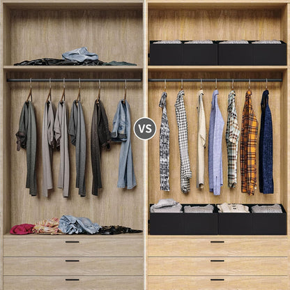 DIMJ Trapezoid Storage Bins for clothes - 4 Packs Closet Organizers and Storage Baskets, Foldable Closet Baskets with Handles and Divider, Closet Storage Bin Toybox for Shelves Living Room Bedroom