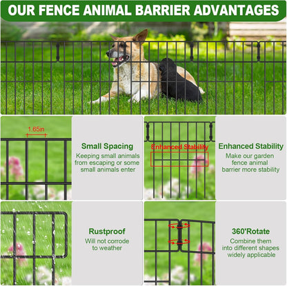 Decoration Garden Fence 16.5in x 10ft, 10 Pack Rustproof Metal Animal Barrier Fence, Arched Flower Bed Edge Decorative Rabbit (25 Panels - 17 in(H) X 27 ft(L))