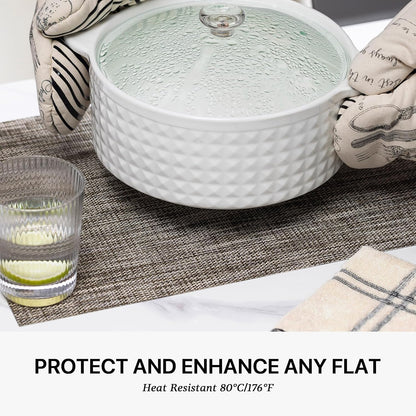 LEXMORE Placemats Set of 4 Vinyl/Plastic Woven Place Mats for Kitchen Table Indoor/Outdoor Washable Placemat Wipeable Dining Table Mats(A-Cappuccino)