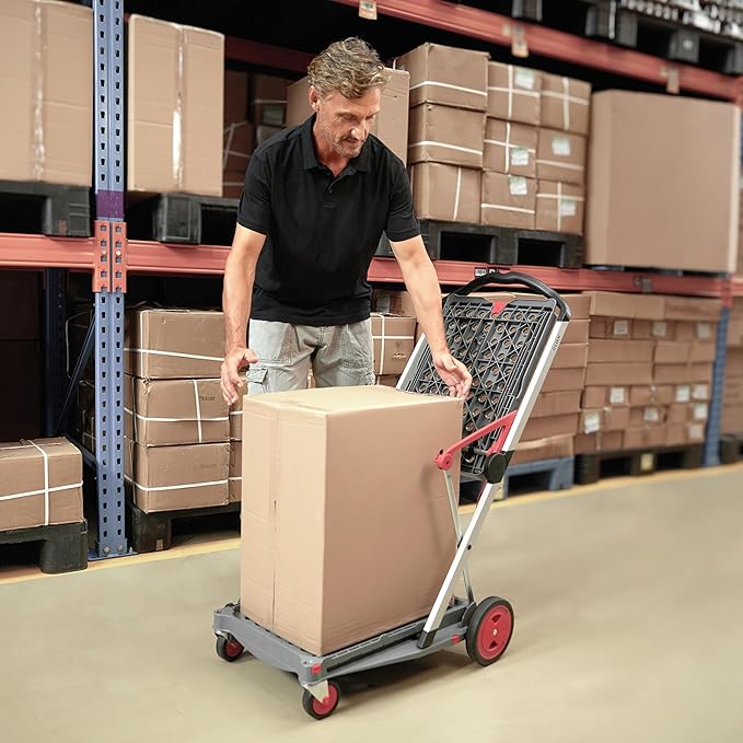 CLAX® The Original | Made in Germany | Multi Use Functional Collapsible Carts | Mobile Folding Trolley | Storage Cart Wagon | Shopping Cart with 2 Storage Crates (Blue)