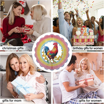 Wind Spinners Outdoor Chicken Decorations - Birthday Gifts for Women Mom Grandma, Rooster Deocr Hanging Wind Spinner 12 inch 3D Wind Sculptures for Garden Decor for Outside, Patio, Yard, Outdoor