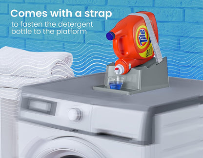 TidyFriend Laundry Detergent Holder Stand with Drip Tray, 3 Pack Laundry Soap Holder with Non-Slip Rubber Feet for Washing Space Organization, Angled Downward Slope for Easy Pouring (Grey)