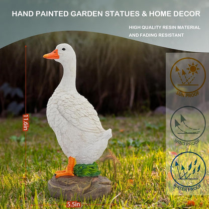 Elenon Goose Statue Garden Decorative, 11 inch High Adorable Flower Bed Outdoor Decor, Yard Patio Art Decor Sculptures Table Ornament