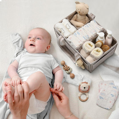 PeraBella XL Diaper Caddy Organizer With Handle, Baby Shower Gifts Basket Bag, Registry Search Must Haves Items, Newborn Girl Boy Nursery Storage Organizer, Baby Bag Essentials, Car Diaper Caddy Cart