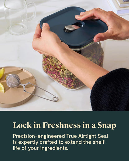 Caraway 2.5qt Glass Airtight Food Storage Container with Lid – Non-Toxic, BPA-Free Kitchen Storage Container – Stackable, Space-Saving Airtight Container for Dry Goods and More - Cream