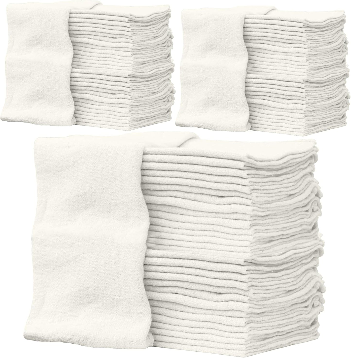 ZUPERIA Cotton Shop Towel – Multipurpose Cleaning Cloths (14" x 12" - Pack of 100 - White) Reusable Shop Rags for Automobiles, Industrial, Restaurants, Garage, and Homes