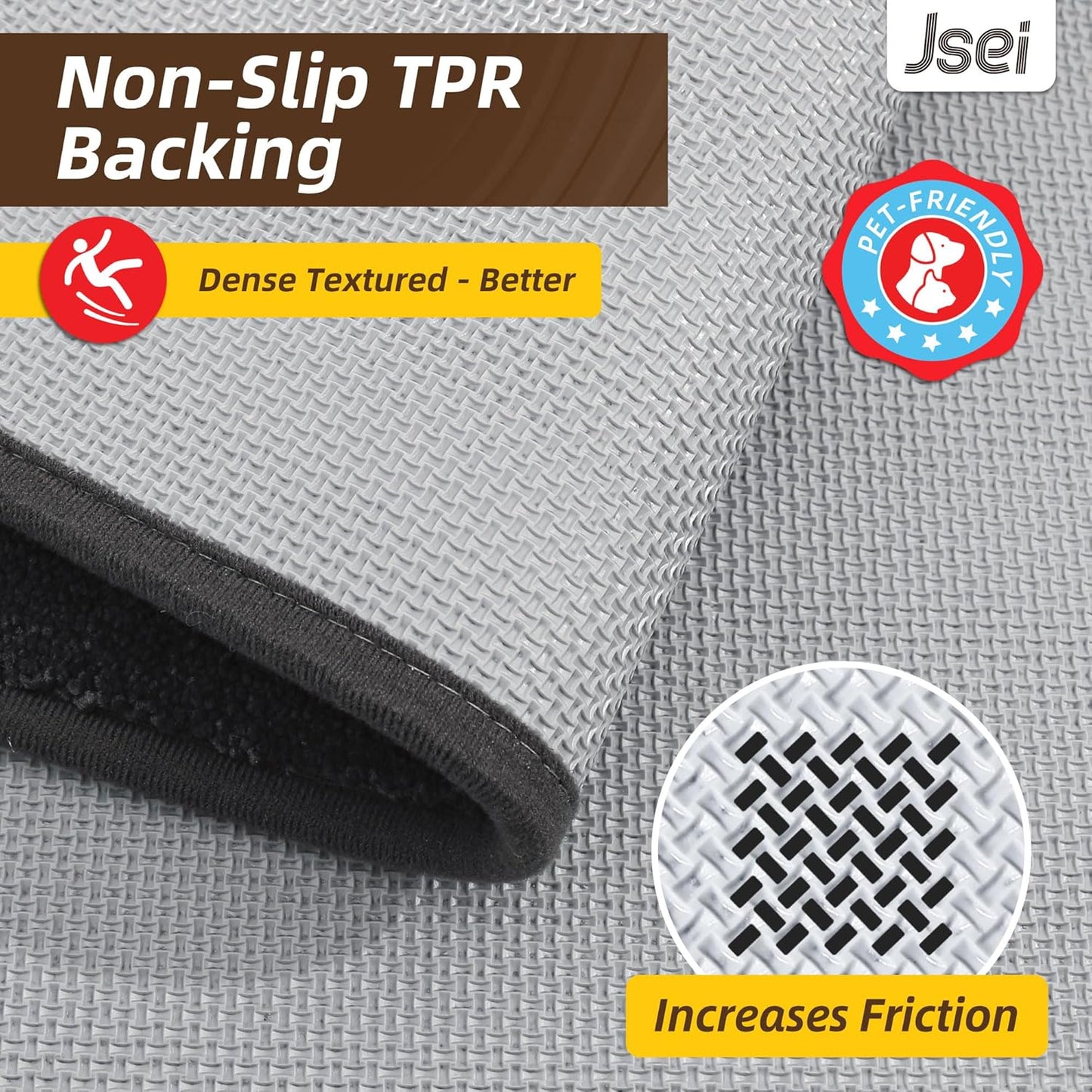 JSEI Entryway Rugs Doormat 32"x48", Non-Slip Dirt Trapper Door Mats Indoor, Washable Absorbent and Stain Resist Welcome Floor Mat for Front Door, Dog Door Mat, Muddy Wet Shoes & Paws, Dark Grey