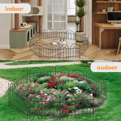 21ft X 13in Animal Barrier Fence, 15 Panels No Dig Fence for Dogs Rabbit, Anti Digging Defense Barrier Garden Edging Border, Rustproof Metal Arched Decorative Garden Fencing for Outdoor, Yard, Lawn
