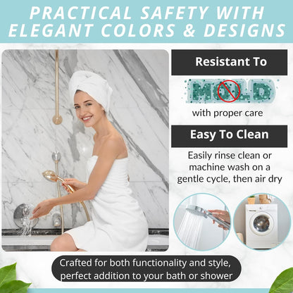 ENKOSI Bath Mat – 40 x 16 Inch Non-Slip Shower Mat for Bath Tub & Shower with Strong Suction Cups – Anti Slip Large Bathtub Mat with Drain Holes – for Smooth Floors Only (40x16 White)