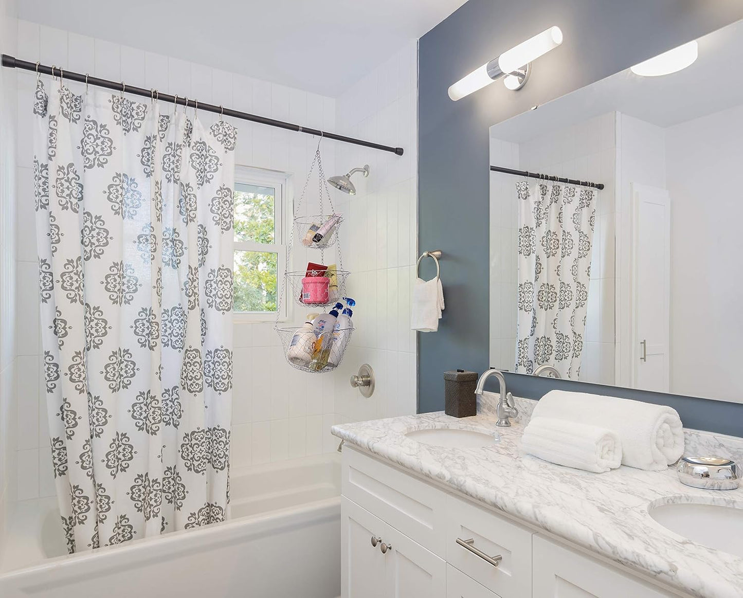 IBERG 3-Tier Fruit Basket Hanging Baskets for Storage - Kitchen Bathroom Organizer (Copper)