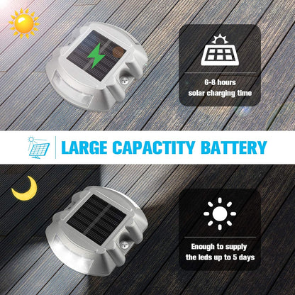 VOLISUN Solar Deck Lights, 16-Pack Led IP67 Waterproof Outdoor Warning Step Lights for Driveway, Sidewalk, Garden Pathway, Yard (White)