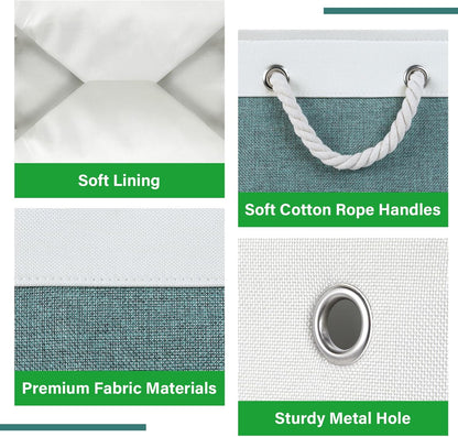 Bidtakay Large Storage Baskets for Shelves 3 Pack Fabric Storage Bins for Organizing Linen Collapsible Organizer for Closet-Deep Green