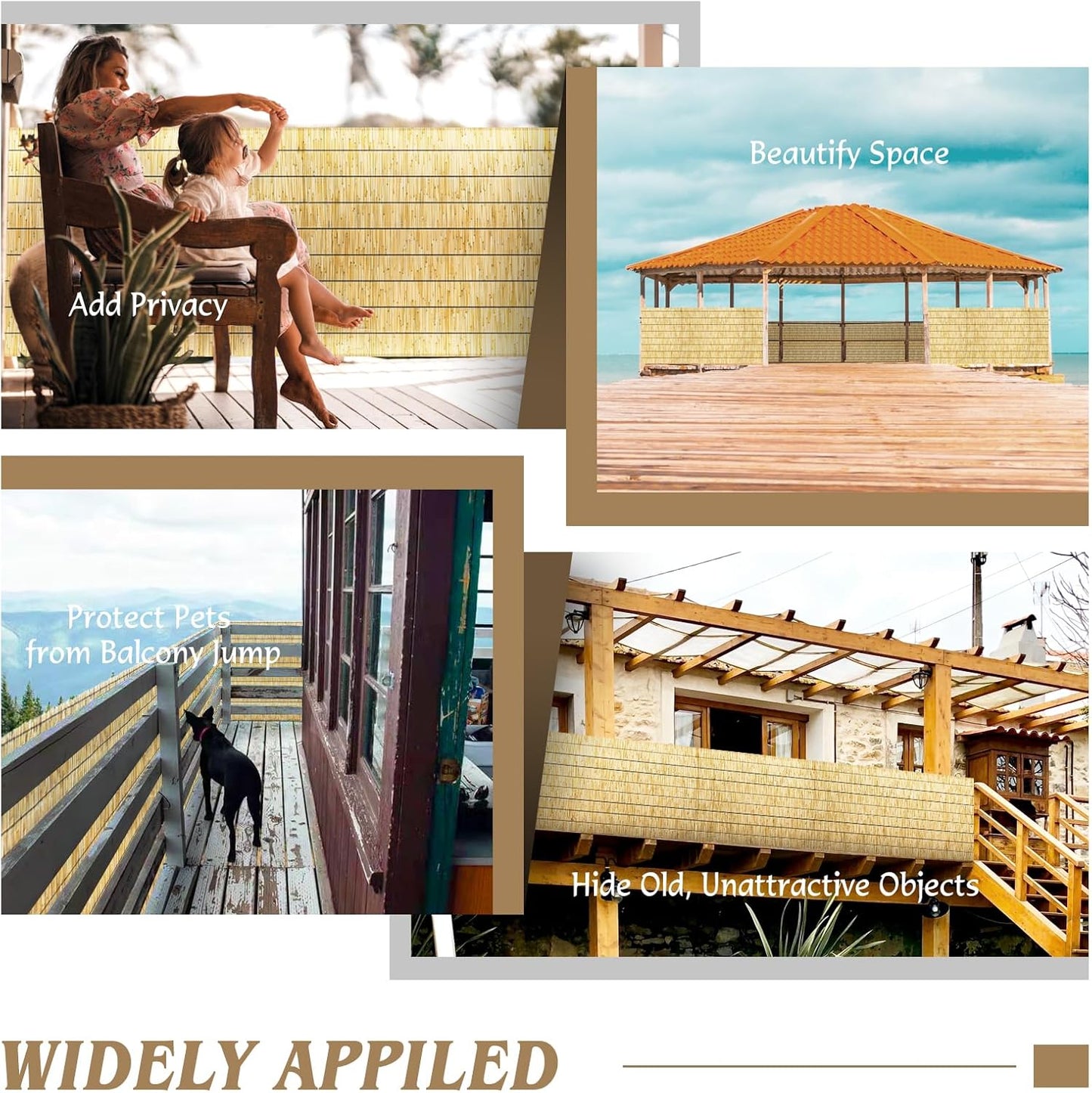 Natural Reed Fencing Rolls,6FT X 16.4FT Reed Screen Curtain Fence Covering Privacy Bamboo for Outdoor Backyard Patio（Yellow）