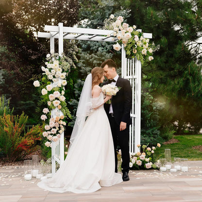 VINGLI Garden Arbor, PVC Wedding Arch for Ceremony Party, Garden Trellis for Climbing Plants Outdoor, Arch Backdrop Stand for Garden, Backyard, Lawn, Wedding