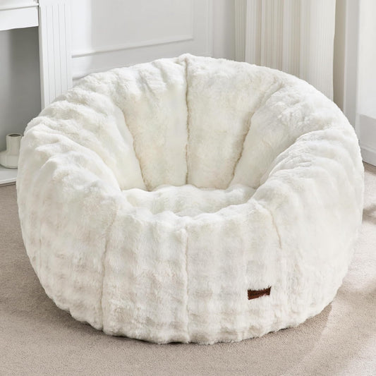 Hobestluk Bean Bag Chair Oversized Bean Bag Chair for Adults Donut-Shaped Large Bean Bag with Spacious Design for Living Room Bedroom or Reading Nook (Bubble White)