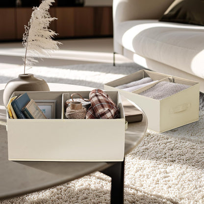 DIMJ Trapezoid Storage Bins for clothes - 4 Packs Closet Organizers and Storage Baskets, Foldable Closet Baskets with Handles and Divider, Closet Storage Bin Toybox for Shelves Living Room Bedroom