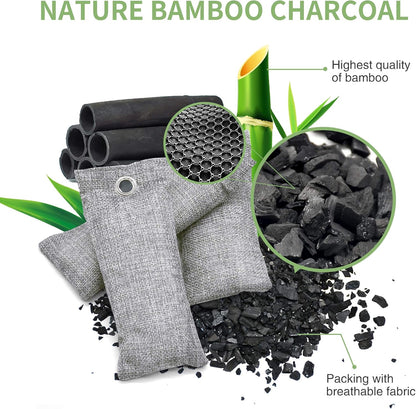6 Pack Bamboo Charcoal Air Purifying Bag, Activated Charcoal Bags Odor Absorber, Moisture Absorber, Natural Car Air Freshener, Shoe Deodorizer, Odor Eliminators For Home, Pet, Closet