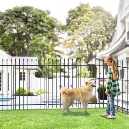 Metal Garden Fence with Gate 42 in H x 11.5 ft L, 1 Gate + 4 Panels Border Fence Panels Animal Barrier for Dogs, No Dig Garden Fencing for Yard Patio Flower Bed Lawn Outdoor, Black